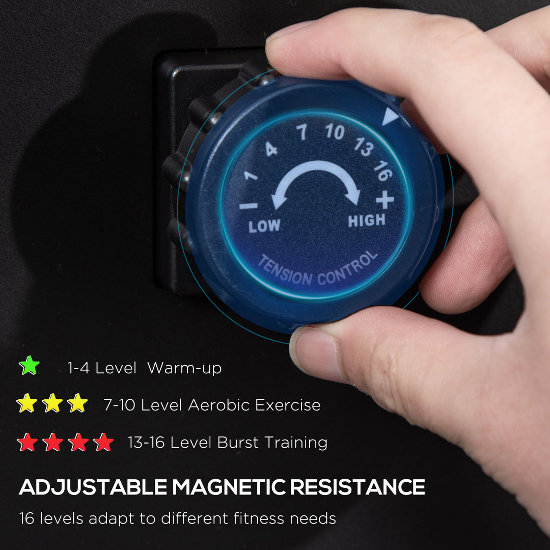 MCL Folding Rowing Machine with 16-Level Adjustable Magnetic Resistance, Aluminium Side Rail, Digital Monitor, Cardio Workout Rower, 130kg Weight Capacity for Home, Gym, Office