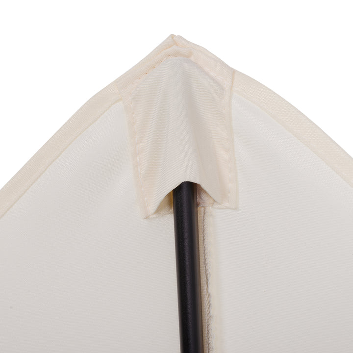 2m Garden Parasol Umbrella, Outdoor Sun Shade with 6 Sturdy Ribs for Balcony, Bench, Garden, Cream White