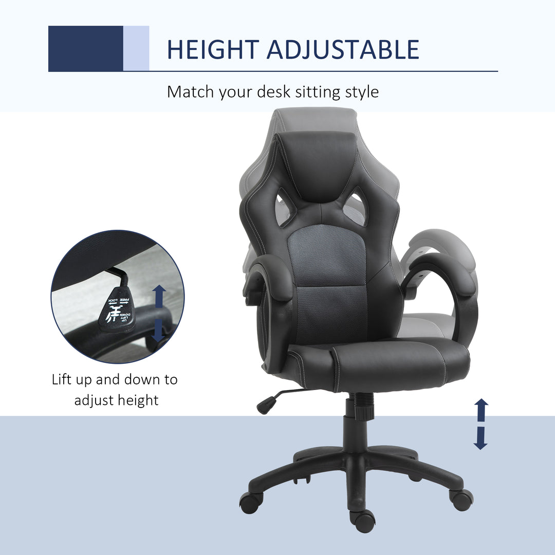 Office Chair Faux Leather Swivel Computer Desk Chair for Home Office with Wheels Armrests Black