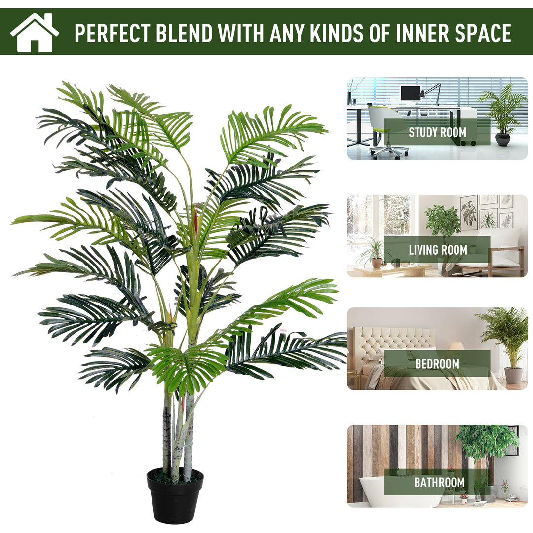 Outsunny 150cm(5ft) Artificial Palm Tree Decorative Indoor Faux Green Plant w/Leaves Home Décor Tropical Potted Home Office | Aosom UK