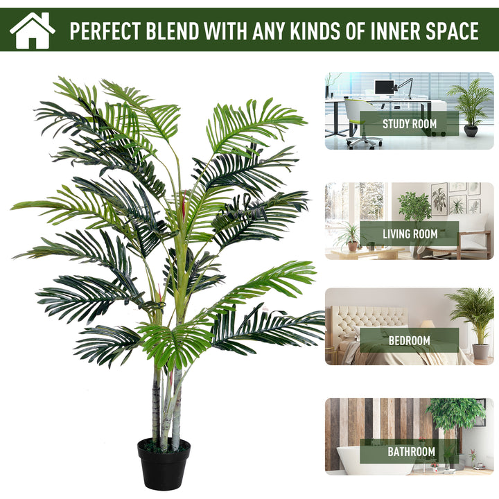 Outsunny 150cm(5ft) Artificial Palm Tree Decorative Indoor Faux Green Plant w/Leaves Home Décor Tropical Potted Home Office | Aosom UK