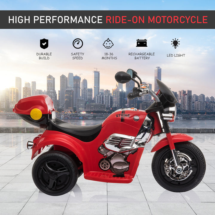 HOMCOM 6V Battery PP Kids Motorcycle Ride On Trike w/ Lights Music Horn 18