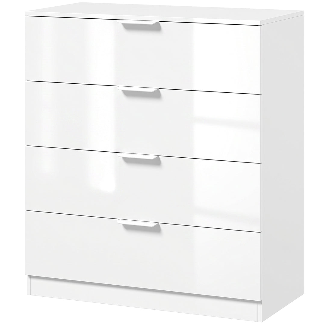 High Gloss 4-Drawer Chest of Drawers, Space-Saving Bedroom Storage