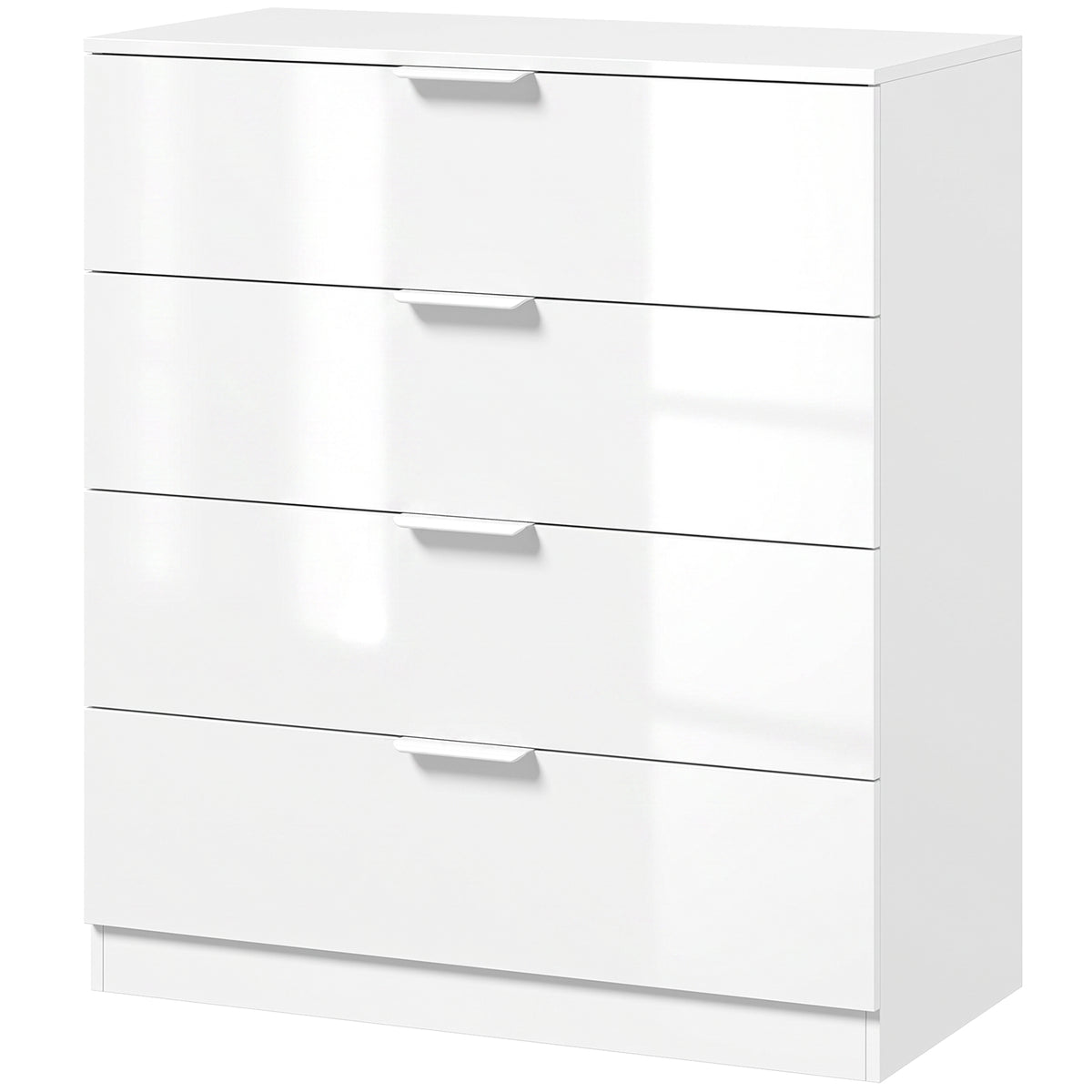 High Gloss 4-Drawer Chest of Drawers, Space-Saving Bedroom Storage