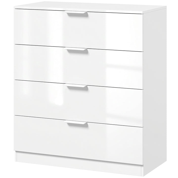 High Gloss 4-Drawer Chest of Drawers, Space-Saving Bedroom Storage