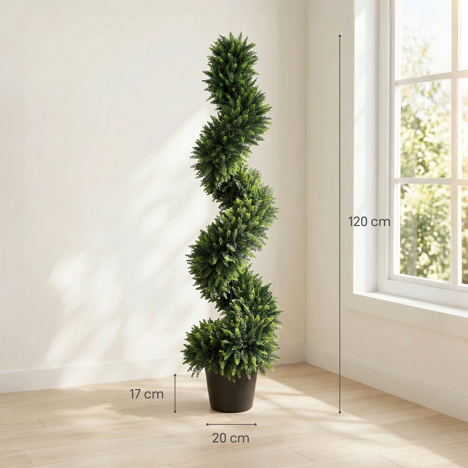 Decorative Artificial Plants Set of 2, UV Resistant Fake Plants in Pot