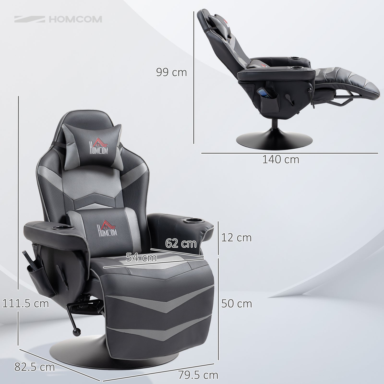 Small Leather Massage Recliner Chair with Ergonomic High Back Retracta