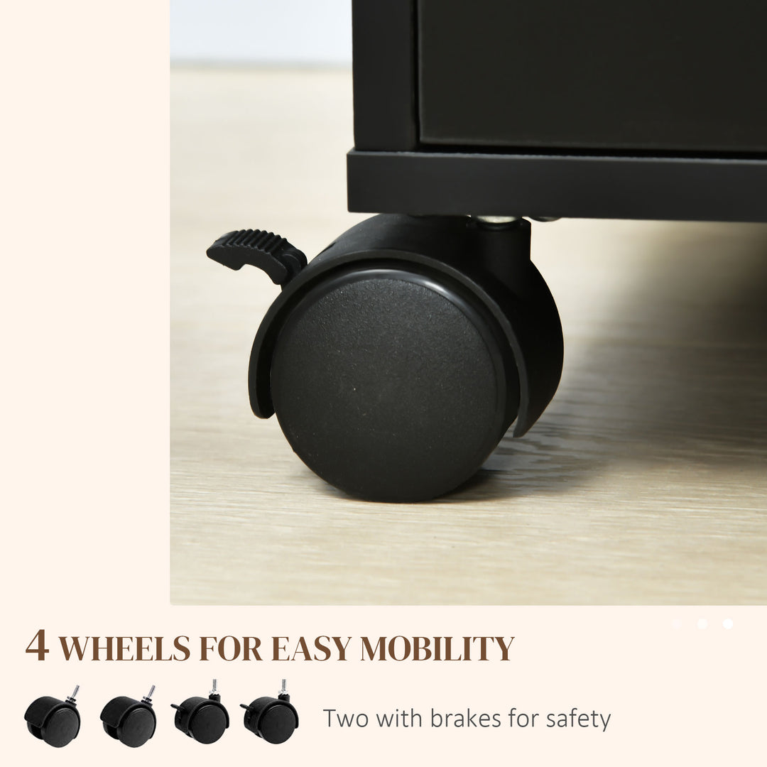 MCL 5 Drawer Mobile Filing Cabinet, Vertical File Cabinet, Modern Rolling Office Storage Organizer Cupboard, Black