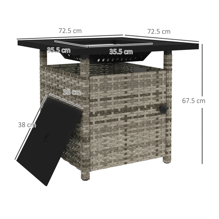 72.5 x 72.5cm 50,000 BTU Fire Pit Table, with Cover - Grey