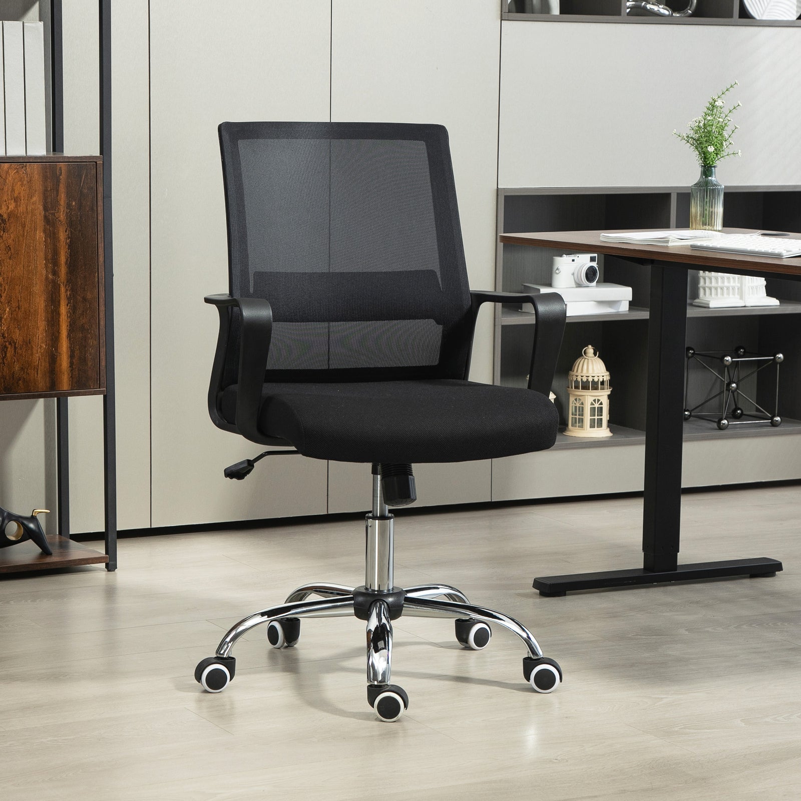 Mesh Back Office Chair, with Wheels - Black