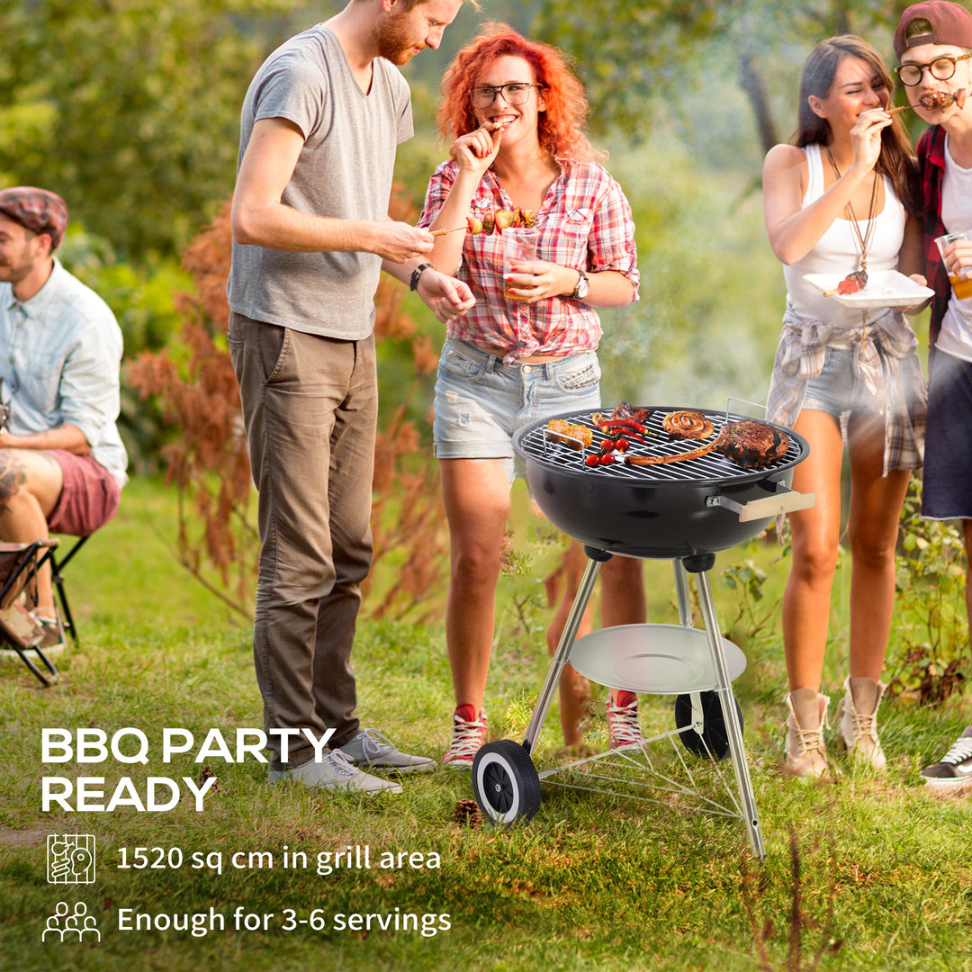Portable Round Kettle Charcoal Grill BBQ Smoker with Lid Outdoor Heat Control Party Patio Barbecue Garden