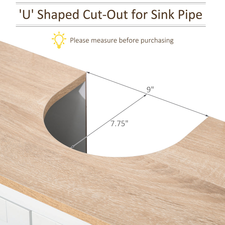 Under Sink Cabinet, Bathroom Sink Cabinet with 2 Doors, Pedestal Under Sink Design, Freestanding Bathroom Cupboard with Adjustable Shelf, White