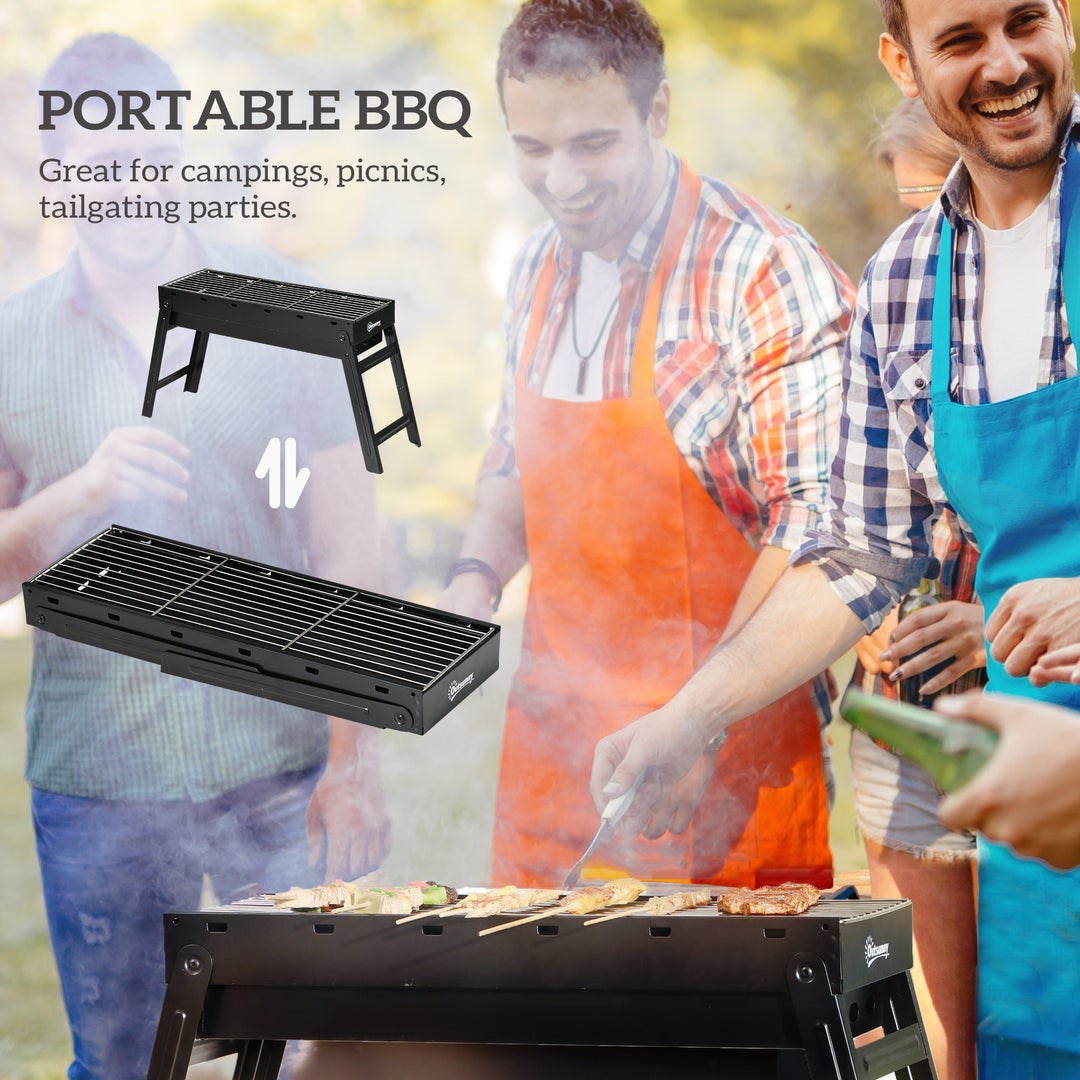 Foldable Charcoal Grill - Black