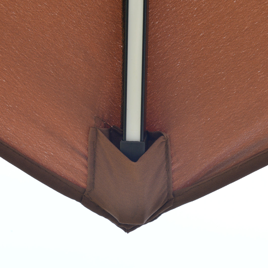 MCL 3(m) Cantilever Banana Parasol Hanging Umbrella with Double Roof, LED Solar lights, Crank, 8 Sturdy Ribs and Cross Base for Outdoor, Garden, Patio, Coffee