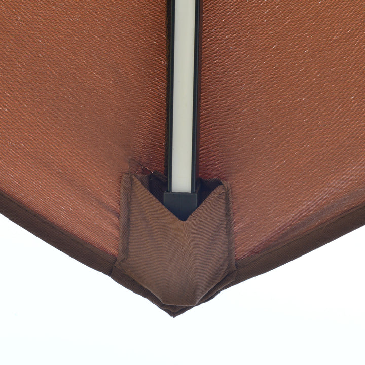 MCL 3(m) Cantilever Banana Parasol Hanging Umbrella with Double Roof, LED Solar lights, Crank, 8 Sturdy Ribs and Cross Base for Outdoor, Garden, Patio, Coffee