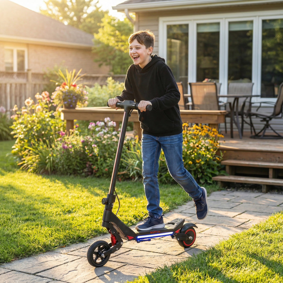 Electric Scooter for Kids, Foldable E Scooter for Age Age 6+ with LED 