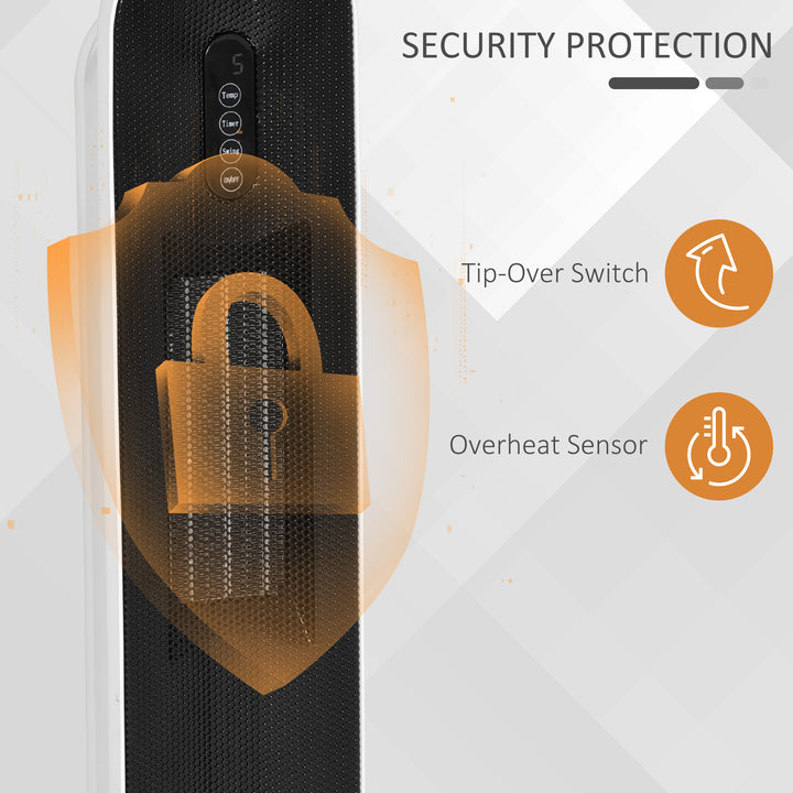 MCL Ceramic Space Heater, Indoor Tower Heater with 2 Heat, Oscillation, Remote Control, Timer, Tip-Over & Overheating Protection, 1200W/2000W, White