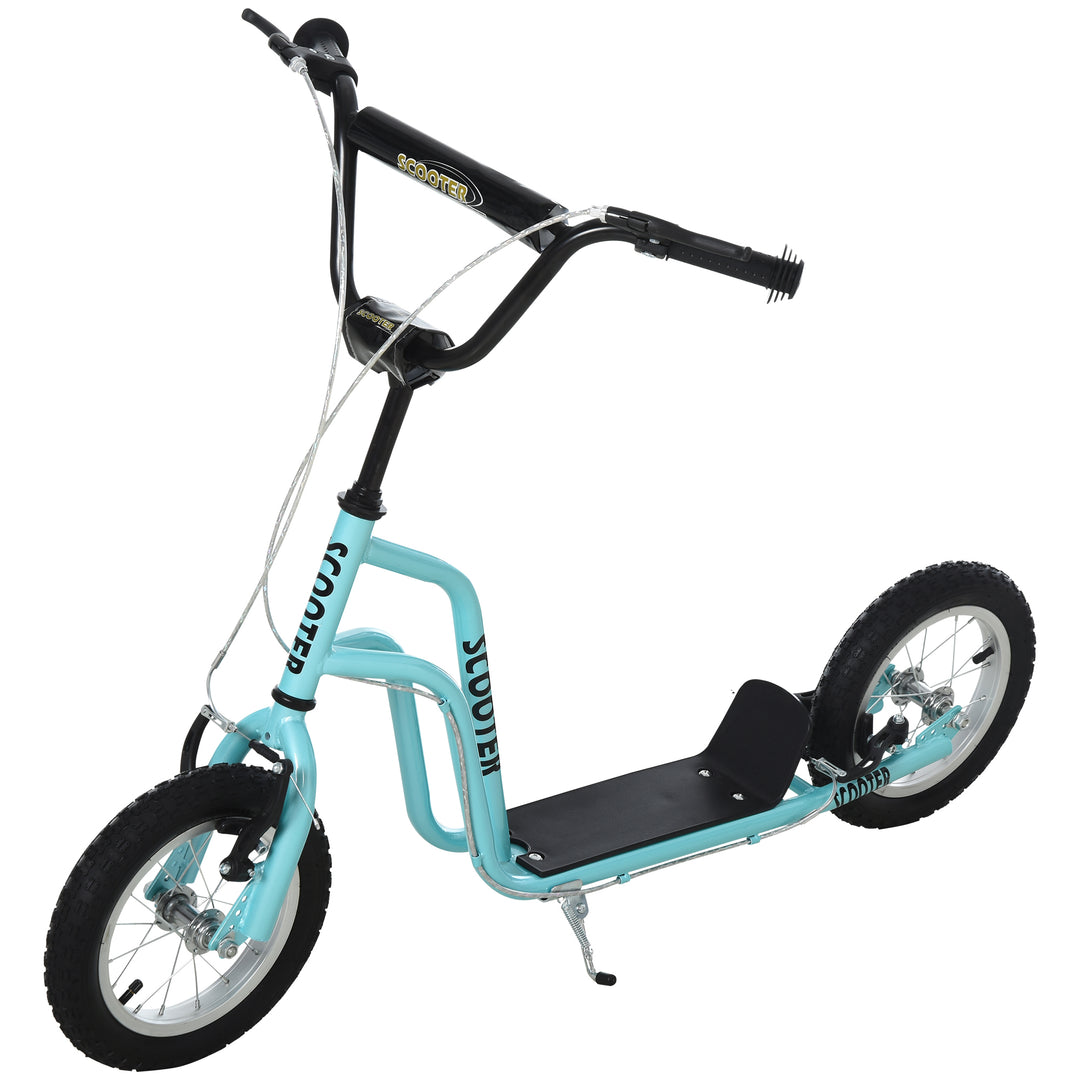 MCL Stunt Scooter, Kids Scooter, 12'' Rubber Tyre Kick Scooter with Adjustable Handlebar, Dual Brakes, Blue