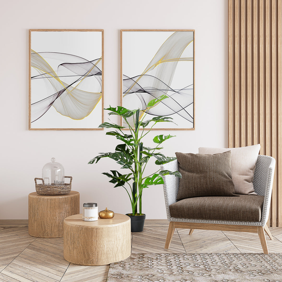 100cm/3.3FT Artificial Monstera Tree Decorative Cheese Plant 21 Leaves with Nursery Pot, Fake Tropical Palm Tree for Indoor Outdoor Décor
