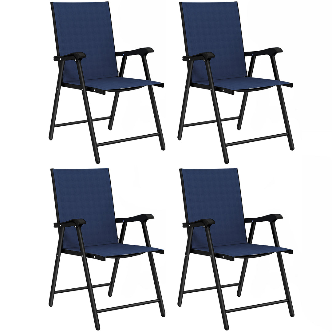 Folding Garden Chairs Set of 4, Foldable Garden Dining Chairs with Hig