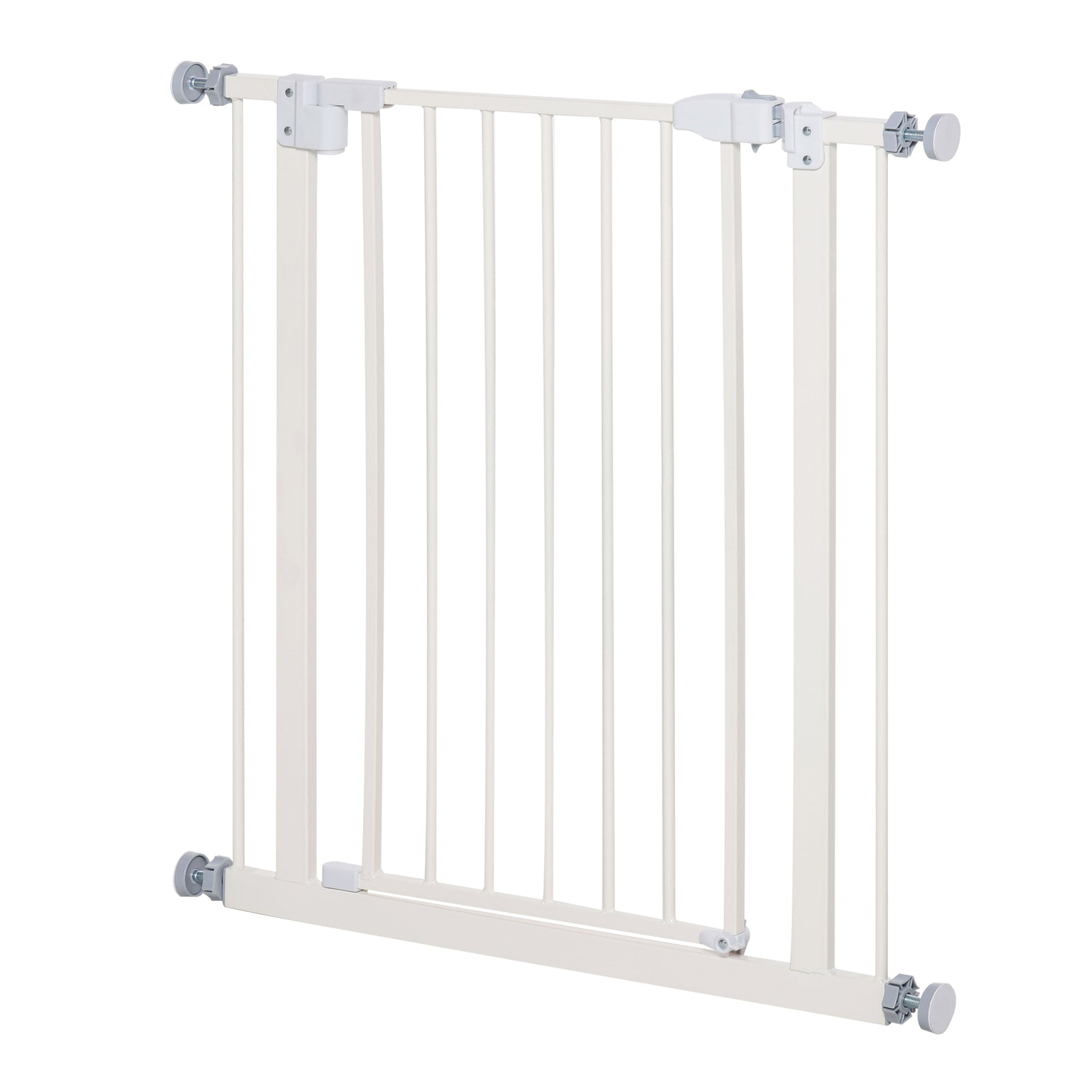 Pressure Fit Safety Gate, Adjustable Dog Gate, Pet Barrier for for Doorways, Staircases and Hallways with Auto Close, Double Locking, Opening 74-80cm, White