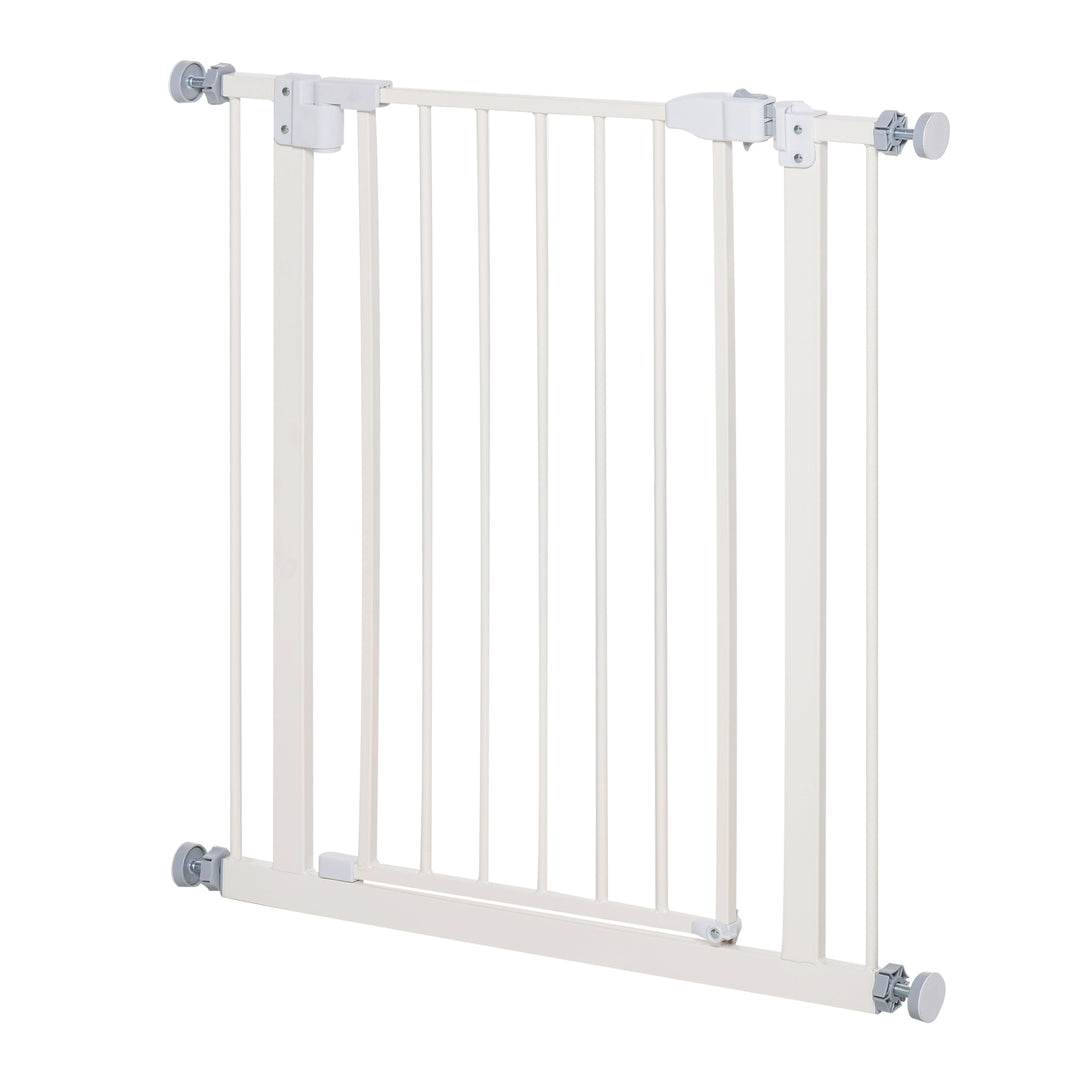 MCL Pressure Fit Safety Gate, Adjustable Dog Gate, Pet Barrier for for Doorways, Staircases and Hallways with Auto Close, Double Locking, Opening 74-80cm, White