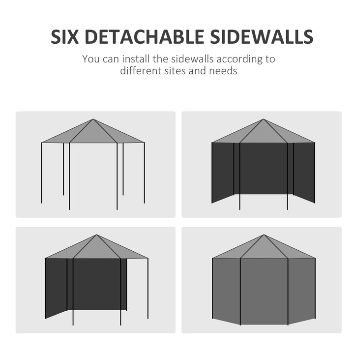 4 m Party Tent Wedding Gazebo Outdoor Waterproof PE Canopy Shade with 6 Removable Side Walls