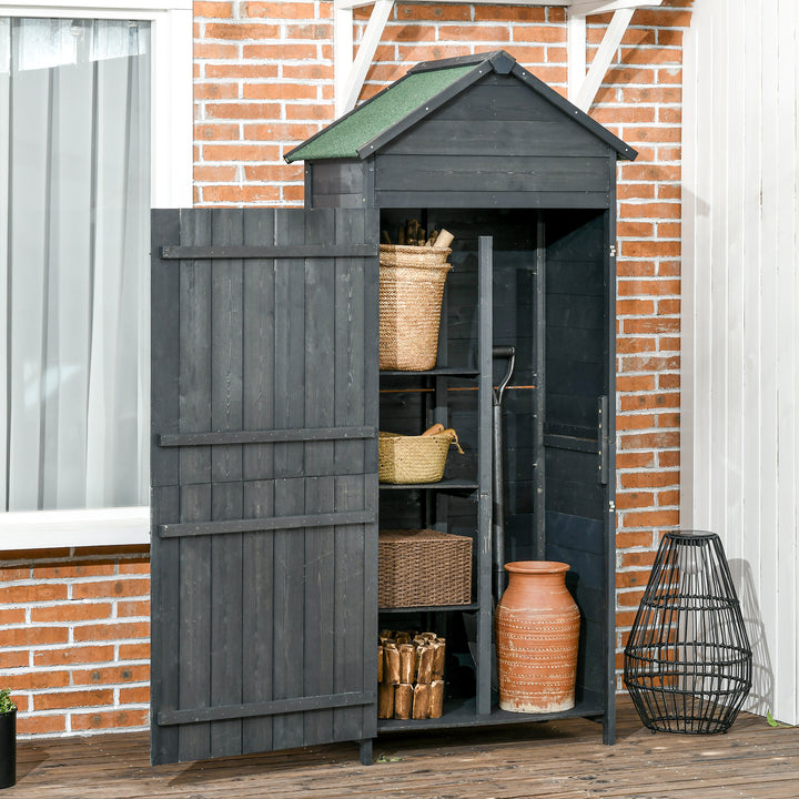 Outsunny Fir Wood Outdoor Garden Utility Shed Grey
