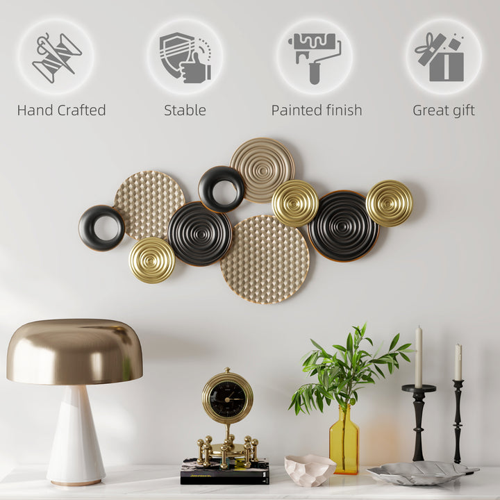 Metal Wall Art, Modern Hanging Wall Decor with Multi-Disc Design for Living Room Bedroom Dining Room