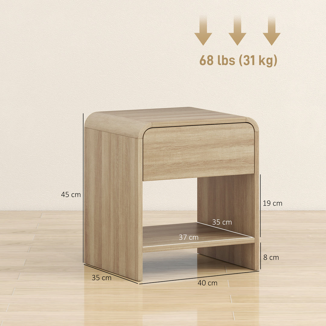 Bedside Tables Set of 2, Nightstands with Rounded Corners, Modern Side
