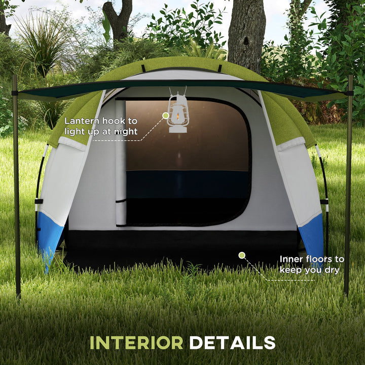 Three Man Two-Room Tent, with Porch and Accessories - Green