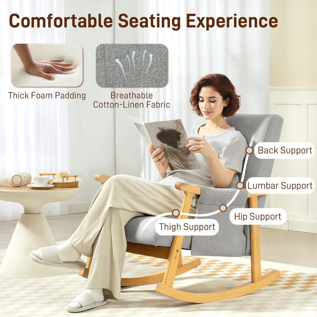 MCL Wood Frame Rocking Accent Chair - Light Grey