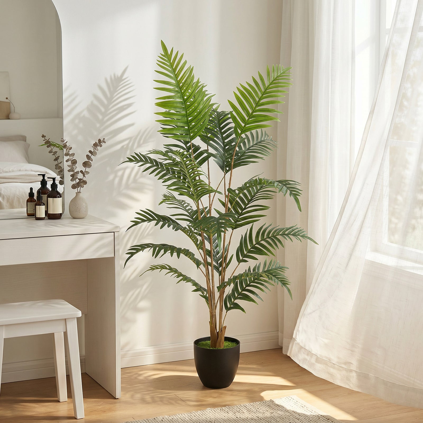 Artificial Fern Topiary Tree, Realistic Artificial Plant in Cement Pot