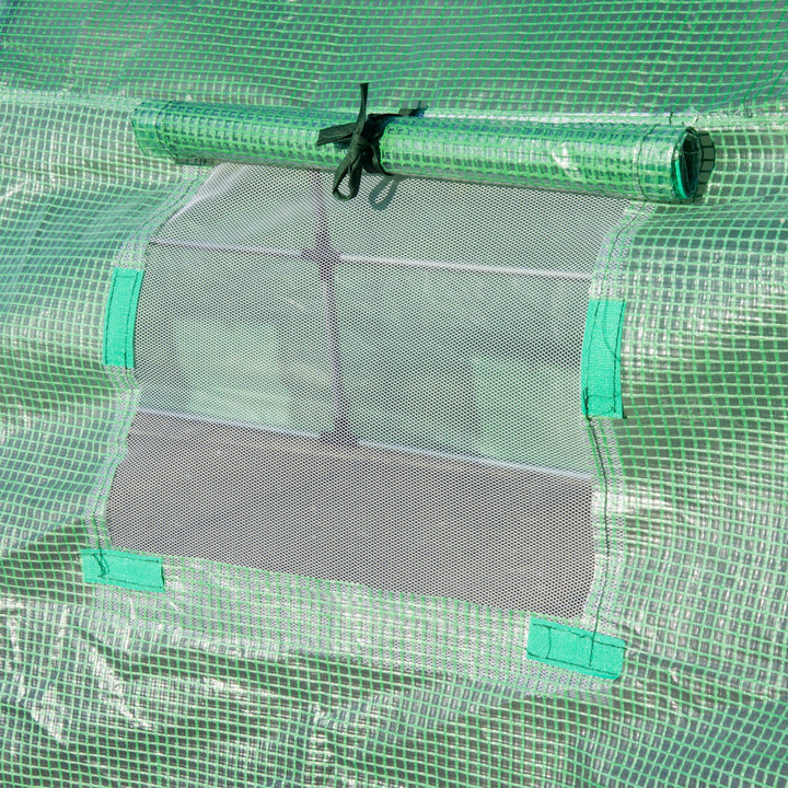 6 x 3 x 2 m Polytunnel Greenhouse with Roll-up Door and 12 Mesh Windows, Walk-in Garden Tunnel Warm House Tent with UV-resistant PE Cover and Galvanised Steel Frame, Green