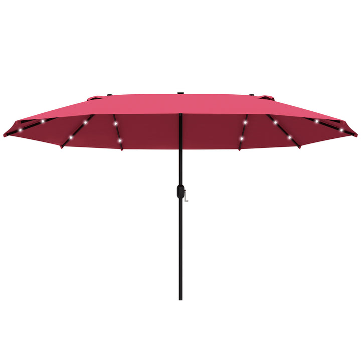 MCL 4.4m Double-Sided Sun Umbrella Patio Parasol LED Solar Lights Red