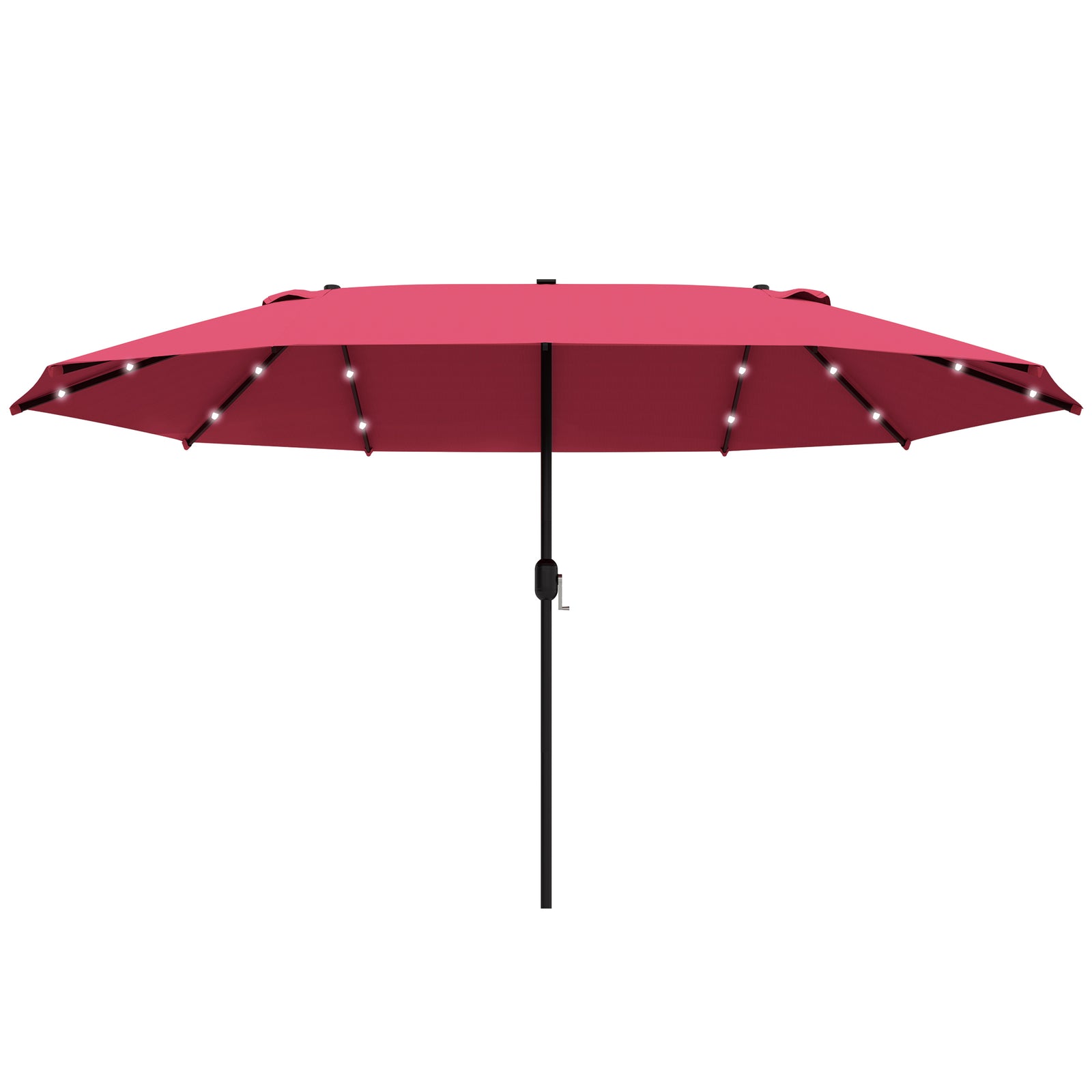 4.4m Double-Sided Sun Umbrella Patio Parasol LED Solar Lights Red