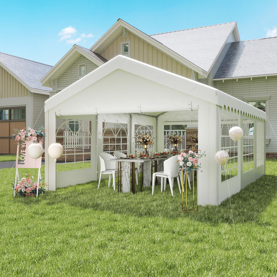 MCL 6m x 4m Heavy Duty Garden Gazebo for Parties, Wedding and Events, White