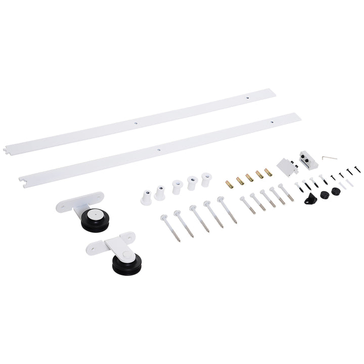 HOMCOM 6ft Modern Carbon Steel Sliding Door Track Kit White