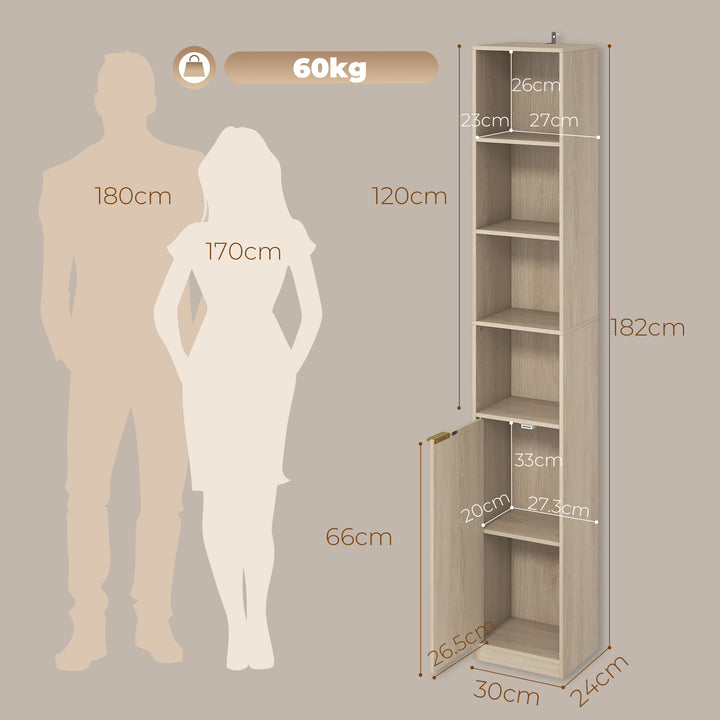 Bookcase Adjustable Shelf Bookshelf Anti-Tip Hardware 6-Tier Storage C