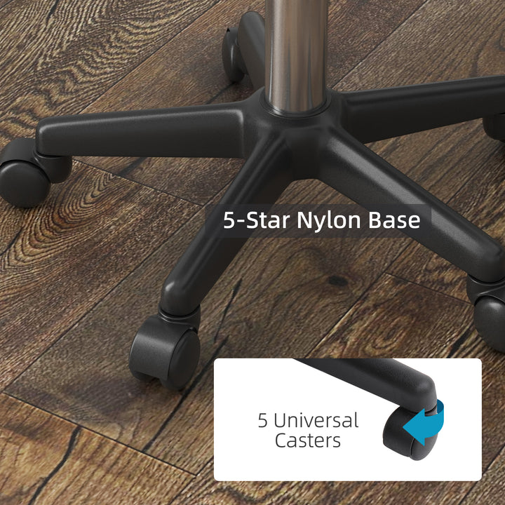 Beautician's Swivel Salon Chair w/ Padded Seat Back 5 Wheels Adjustable Height Salon Hairdressers Tattoo Spa Rolling Cushion Professional 48cm White