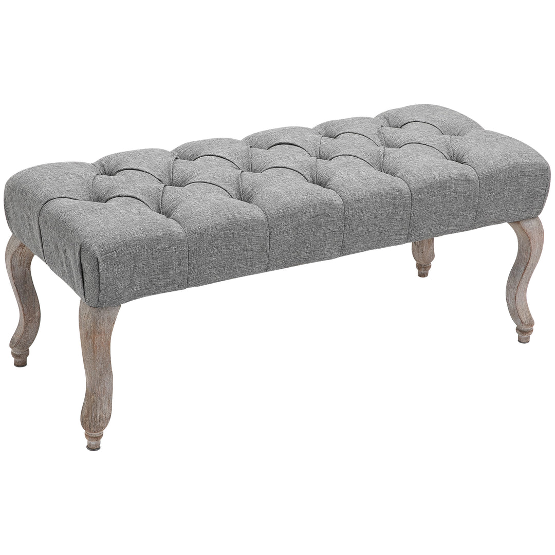 MCL Tufted Upholstered Accent Bench Window Seat Bed End Stool Fabric Ottoman for Living Room, Bedroom, Hallway