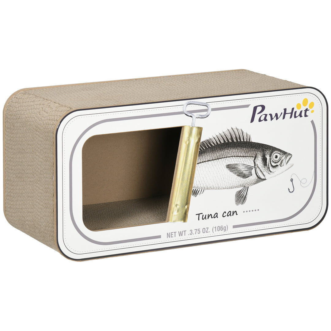 2 in 1 Cat Scratching Board, Cardboard Cat House with Catnip, Canned Tuna Design