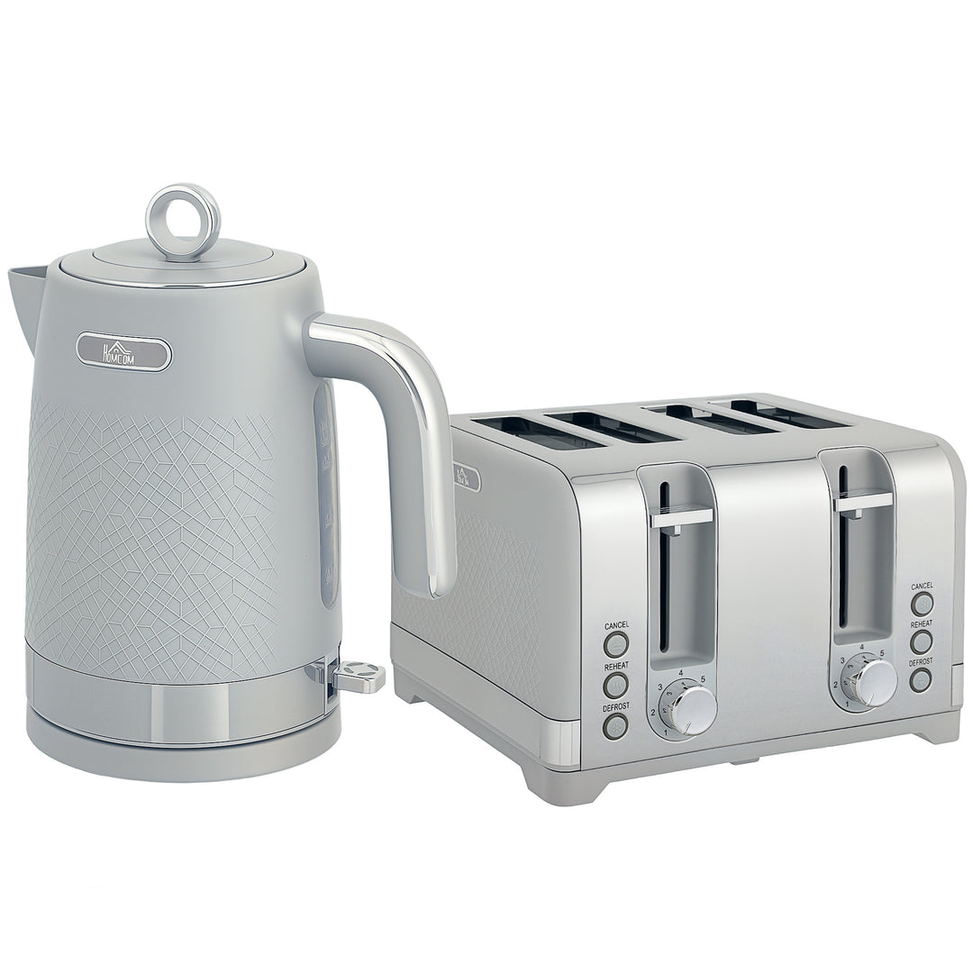 MCL Sleek Textured Kettle and Four-Slice Toaster Set - Grey