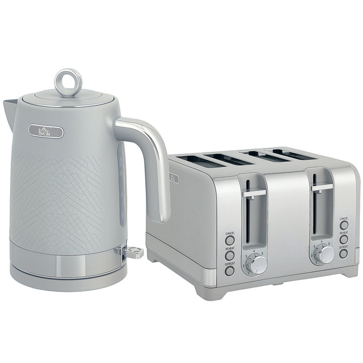 MCL Sleek Textured Kettle and Four-Slice Toaster Set - Grey