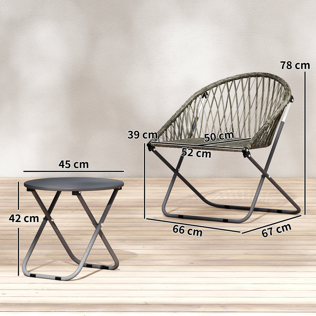 Patio Bistro Set, Folding Patio Furniture Set with 2 Chairs and Table,