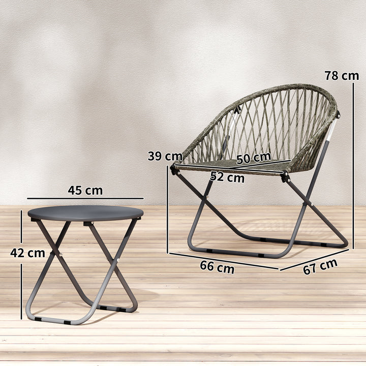 Patio Bistro Set, Folding Patio Furniture Set with 2 Chairs and Table,