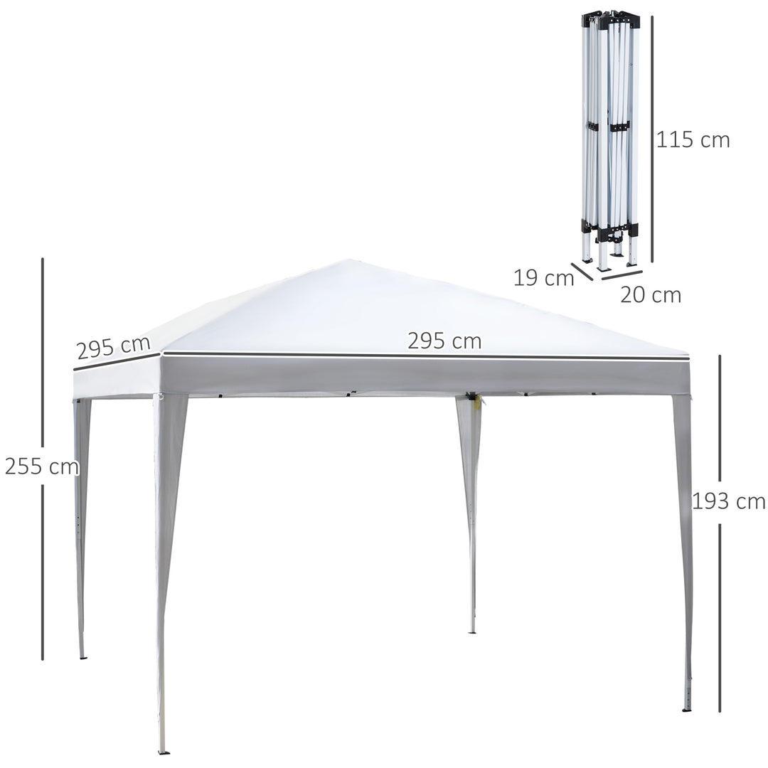 3 x 3M Garden Pop Up Gazebo Height Adjustable Marquee Party Tent Wedding Canopy with Carrying Bag, White