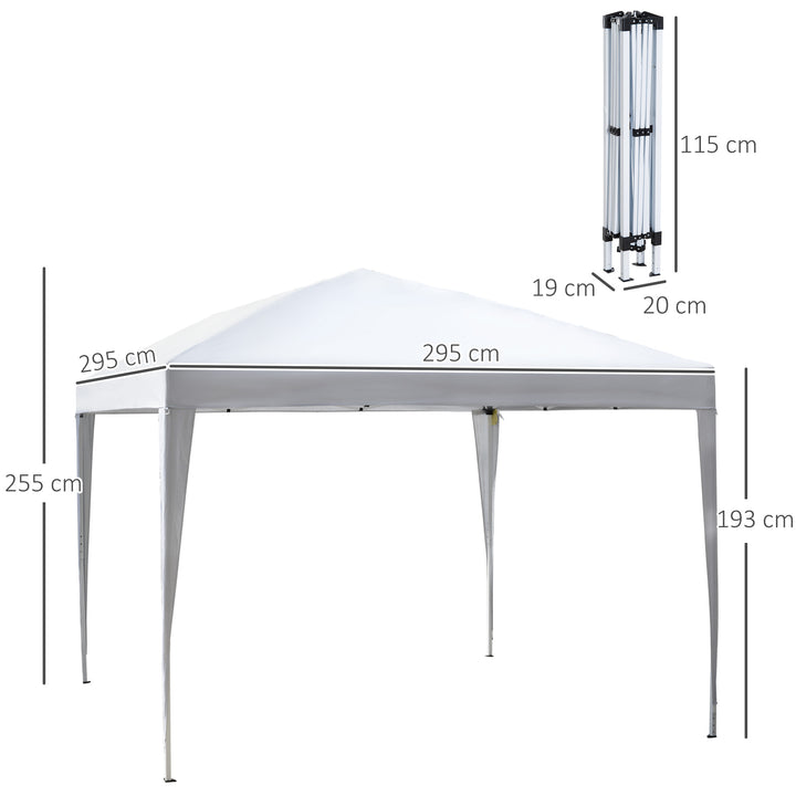3 x 3M Garden Pop Up Gazebo Height Adjustable Marquee Party Tent Wedding Canopy with Carrying Bag, White