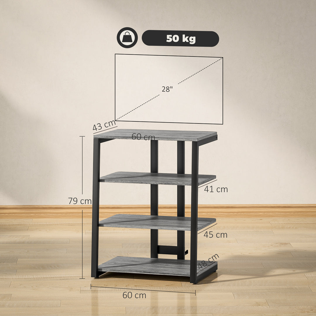 HiFi Stand, with Four Storage Shelves - Dark Grey
