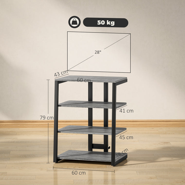 HiFi Stand, with Four Storage Shelves - Dark Grey